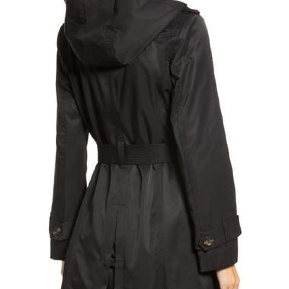 London Fog Double Breasted Trench Coat With Removable Hood - Picture 5 of 11